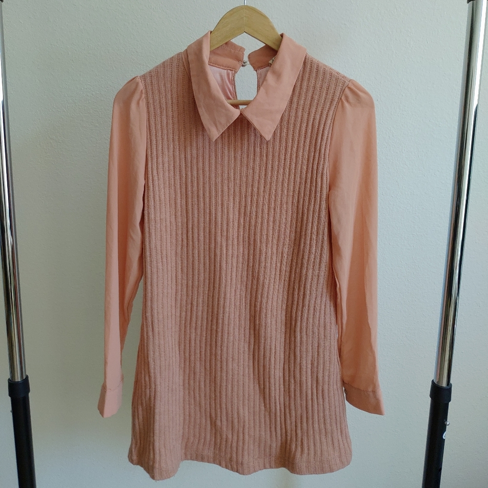 Pink/light orange knit blouse